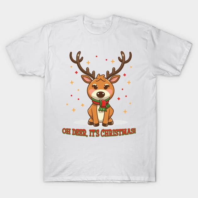 Oh Deer It's Christmas Reindeer T-Shirt by InkInspire